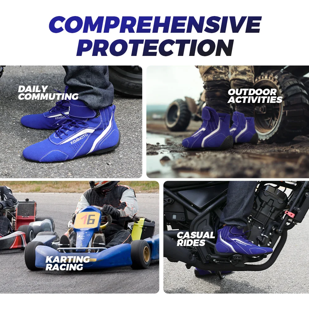 Motorcycle Karting Car Shoes Boots Men Motocross Riding Racing Ankle Boots Lightweight Daily Protective Exercise Fluff Surface