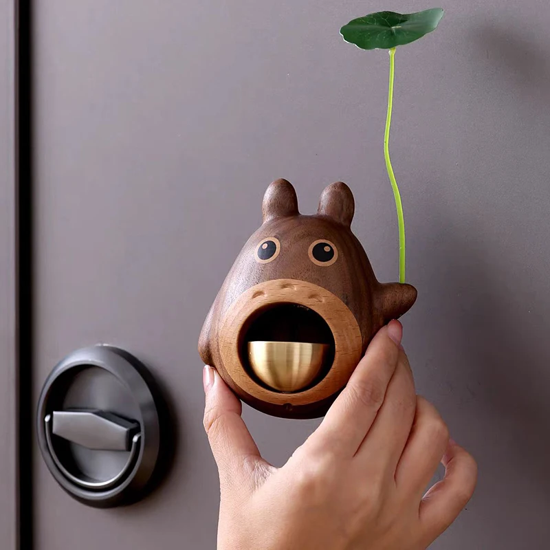 Cute Totoro Wind Chime Kawaii Magnet Adsorption Solid Wood Brass Doorbell Anime Home Desktop Decoration Accessories Kids'S Gifts