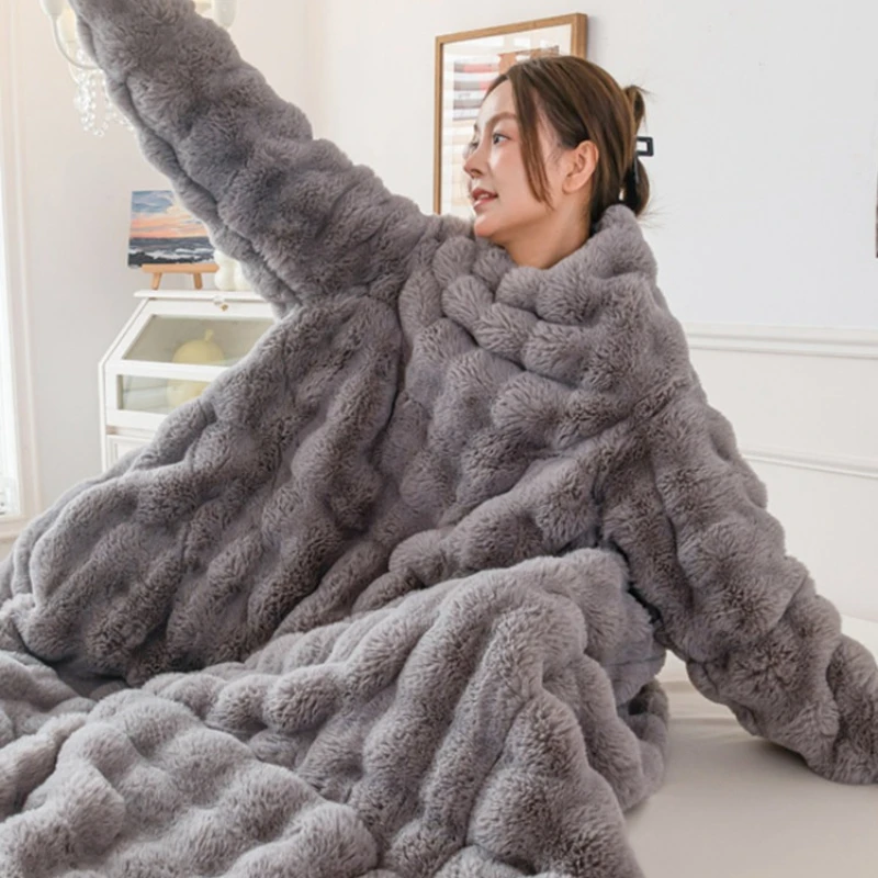 Winter Sleeved Integrated Blanket,Shoulder Protection Warm Multi-function Blanket,Home Thickened Pillow Quilt,Long-lasting
