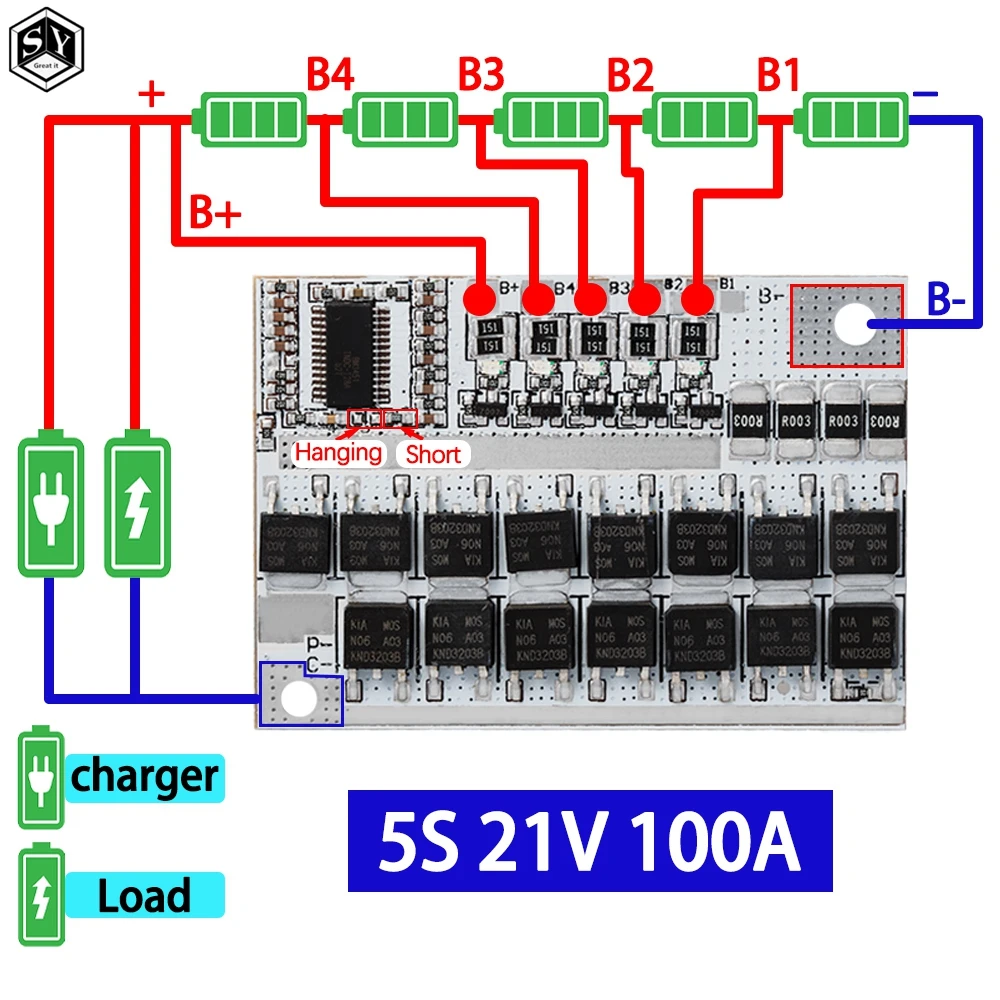 3s/4s/5s Bms 12v 16,8v 21v 3,7v 100a Li-Ion Lmo Ternäre Lithium Batterie Schutz Platine Li-polymer Balance Laden