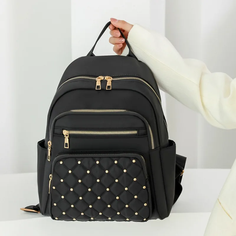 

Rhombic lattice rivet Backpack Women Shoulder Small Backpack Multi-Function Ladies Phone Pouch Pack Ladies School Bags