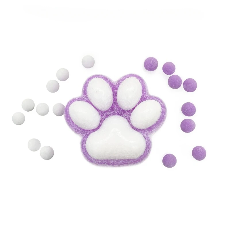 1Pcs Purple Plush Cat Claw Shaped Squeeze Toy Silicone Flocking Cat Claw Thicken Funny Decompression Slow Rebound Toy