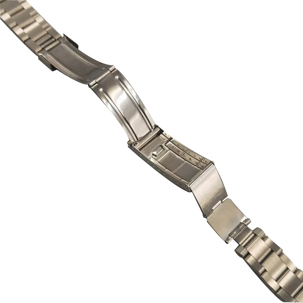 20mm Stainless Steel Oyster Curved End Vintage Grid Buckle Watch Band Strap Bracelet Fit For RLX 16700 16710 70216