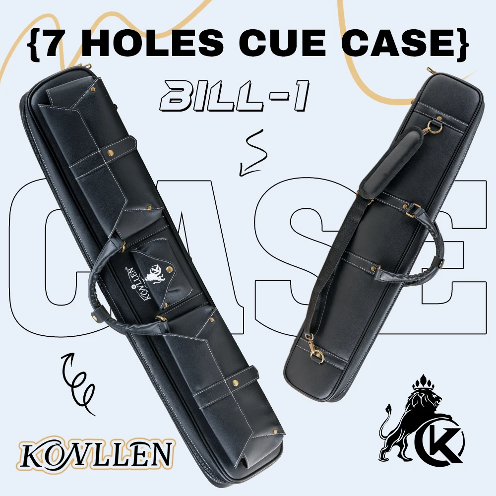 

KONLLEN Pool Cue Cse 7 holes PU Leather Pool Stick Case Holds 3 Butts and 4 Shafts Billiard cue case Billiard Accessories