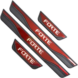 For Kia Forte Accessory 2019-2021 2022 Stainless Carbon Car Door Sill Scuff Plate Kick Entry Guard Pedal Protector Cover Styling