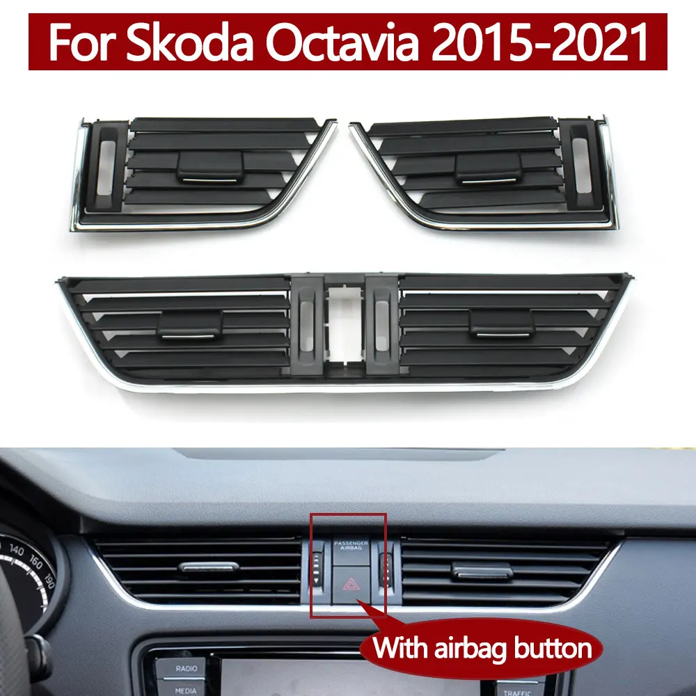 

Front Dashboard Air Conditioning Left Right AC Vent Grille Outlet Panel Cover For Skoda Octavia 2015-2021 5E0819701 5E0820951