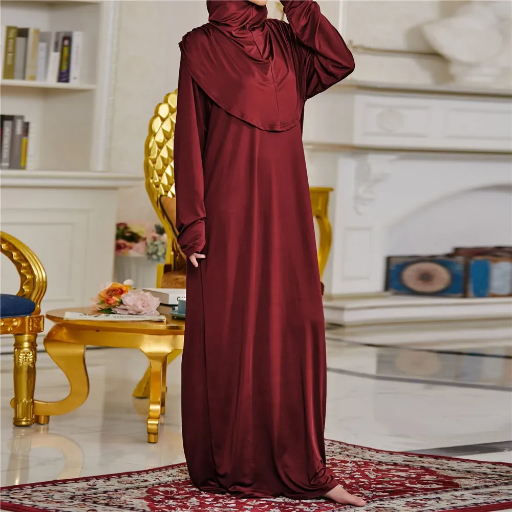 Ramadan donne musulmane vestito di un pezzo indumento di preghiera islamico abito arabo abbigliamento Eid con cappuccio Abaya Overhead Burqa caftano Abaya