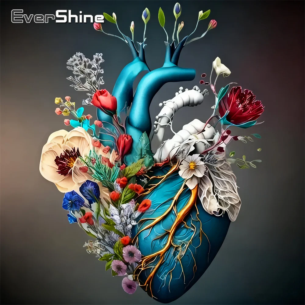 Evershine 5D DIY Diamant Malerei Herz Orgel Voll Platz Runde Diamant Stickerei Blume Neue Ankunft Mosaik Kind Hobby