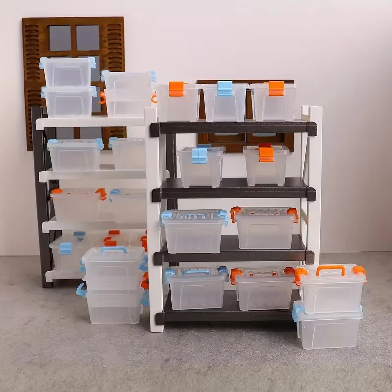 5/10 Stück Puppenhaus Mini-Aufbewahrungsbox Transparente Werkzeugkiste Modell Puppenhaus Heimdekoration Puppenhaus Mikro-Szenen-Dekor Requisiten – Detail 6