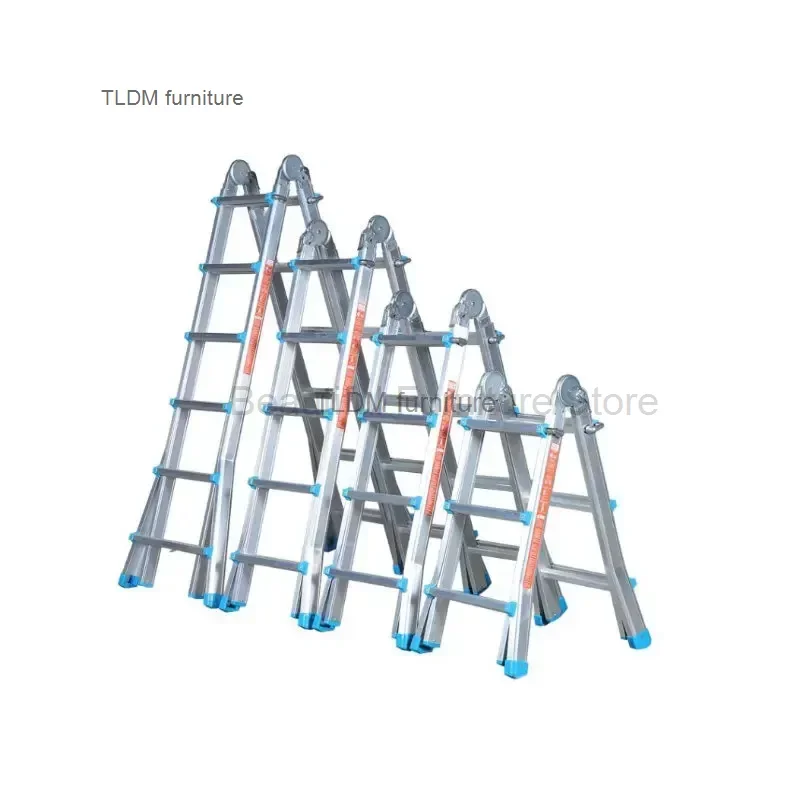 Thickened Aluminum Alloy Portable Engineering Ladder Folding Ladder Multi-functional Herringbone Ladder Telescopic Step Ladder A