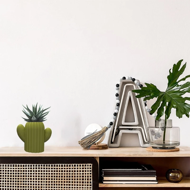Cactus Pen Holder Silicone Molds Table Ornament Mould Plasters Making Tool Succulent Planter Mold Easy to Clean