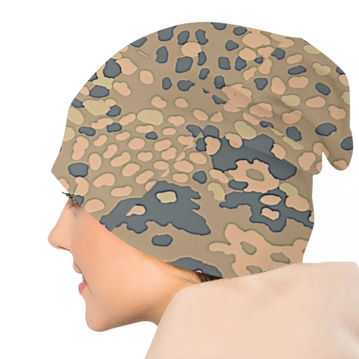 Custom Desert Erbsenmuster Pea Dot German WW2 Camouflage Pattern Skullies Beanies Caps Winter Warm Knit Hat Bonnet Hats Ski Cap