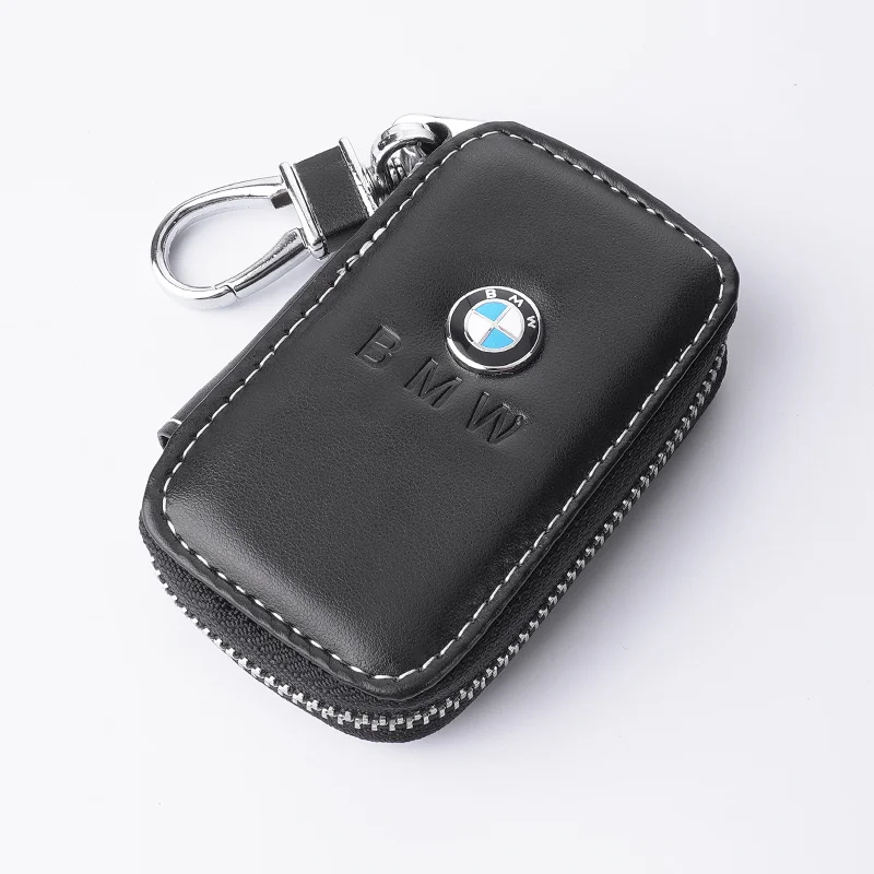 Classic Leather Car Key Fob Wallet Cover Keyring Zipper Pouch Protector Case For BMW F30 F20 F10 F18 F22 F01 X3 X4 F06 F02 M3 M5 - view 5