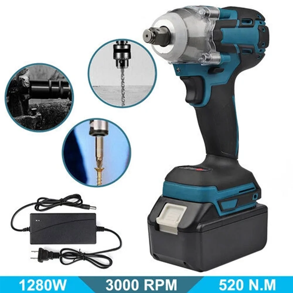 

1/2 Inch Electric Cordless Impact Wrench High Power Driver Power Tool Sets with Li-ion Battery Battery Wrench with Toolbox Kit