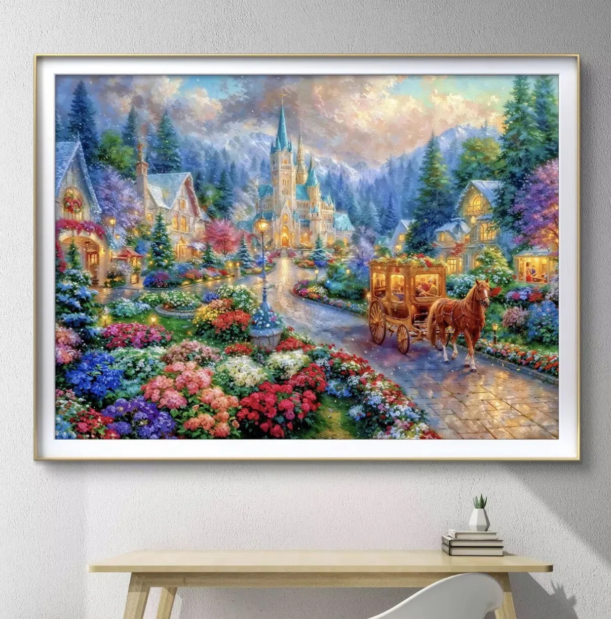 

9ct 100x75cm Carriage Manor Embroidery DIY Printed Kits Cross Stitch Needlework Set Home Decor Crafts