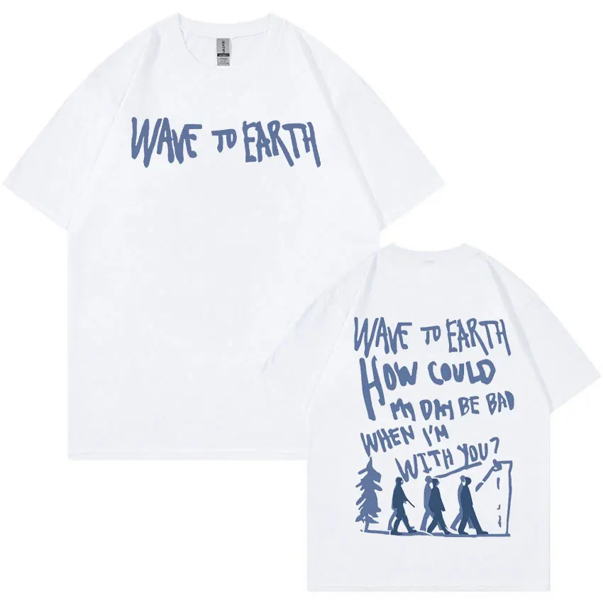 Vintage Wave To Earth Music Album Print T Shirt Men Women Casual Harajuku Fashion T-shirts Hip Hop Oversized T-shirt Streetwear