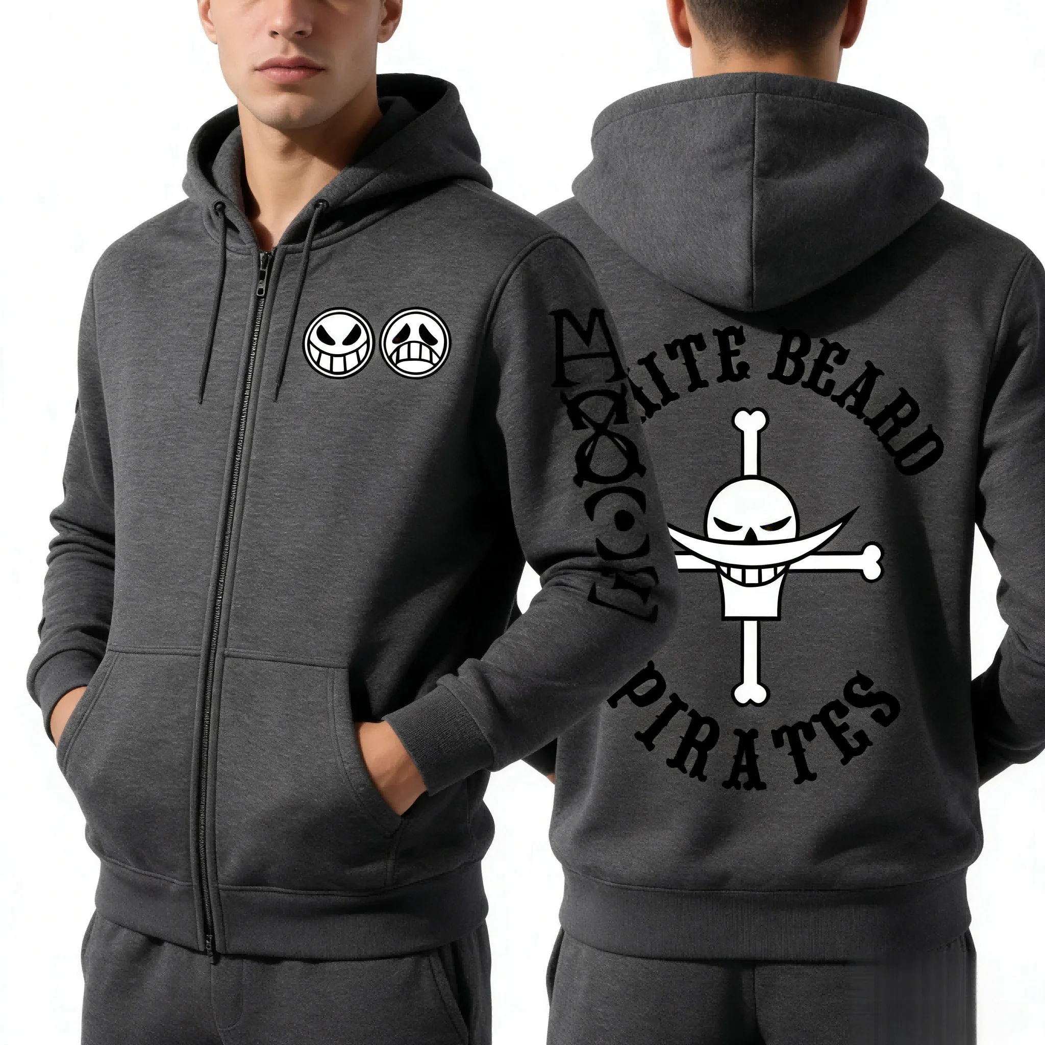 

Унисекс худи на молнии с графическим принтом в виде черепа, повседневная уличная одежда в стиле аниме, толстовка-куртка для мужчин и женщин, модная одежда для весны и осени.