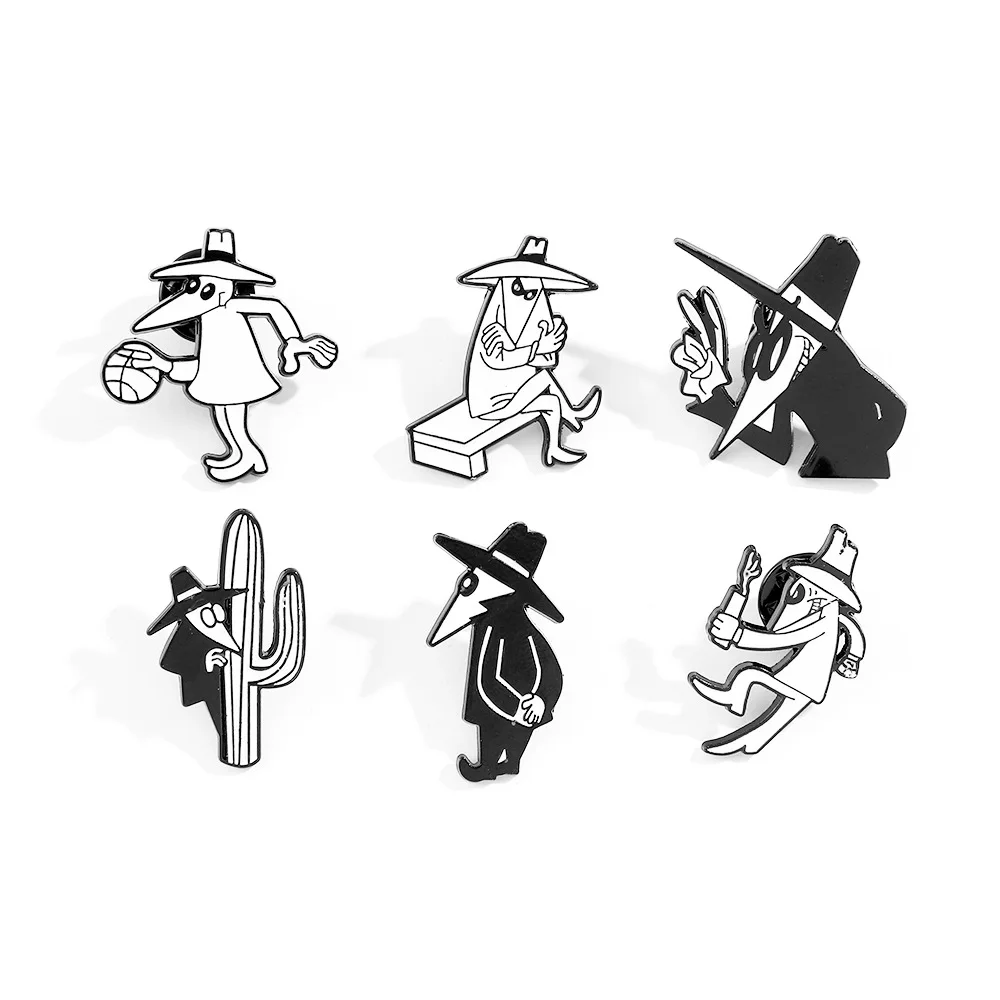 

1 Set Cartoon Game Spy Vs Spy War Alloy Brooch Black and White Spy Metal Badge Accessory Pin Toys Anime Cartoon Frind Fashion