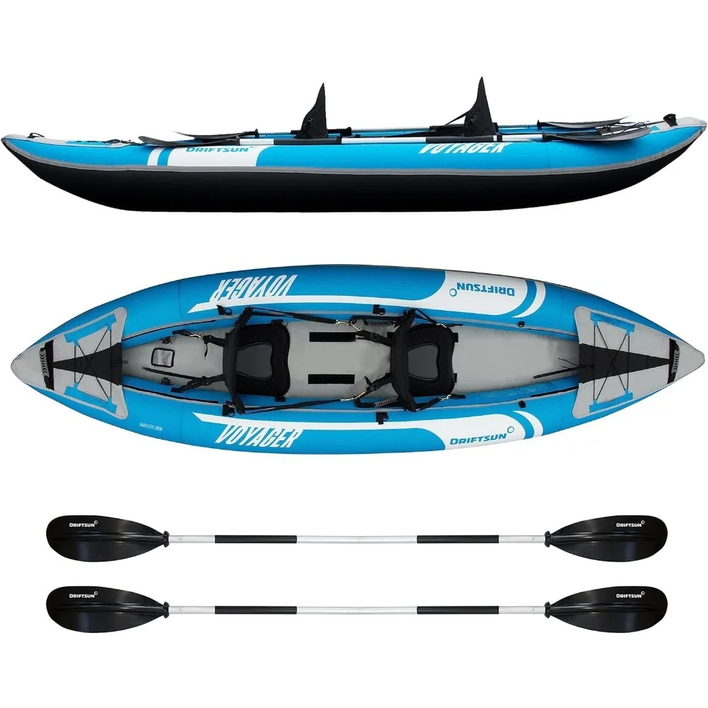 

Voyager Inflatable Kayak 2 Person Tandem, Foldable Kayaks for Adults Includes 2 Aluminum Paddles