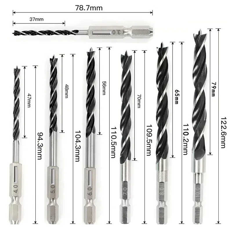 Imagem -03 - Hexagonal Handle Woodworking Drill Bit Grupo Buraco Alarme Ferramenta Elétrica mm mm mm mm mm mm 10 mm Pcs Peças Peças