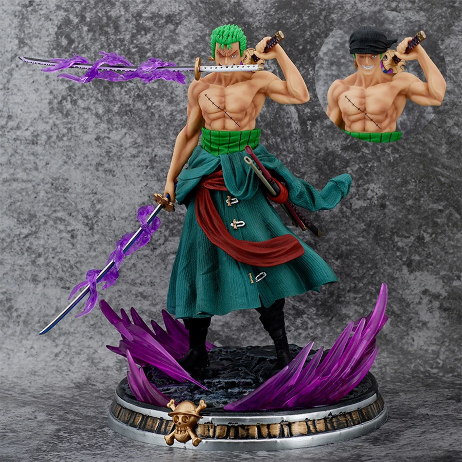 

21cm One Piece Roronoa Zoro Action Figure Three-Knife Fighting Skill GK Anime Model Decorations PVC Toy Children Birthday Gift