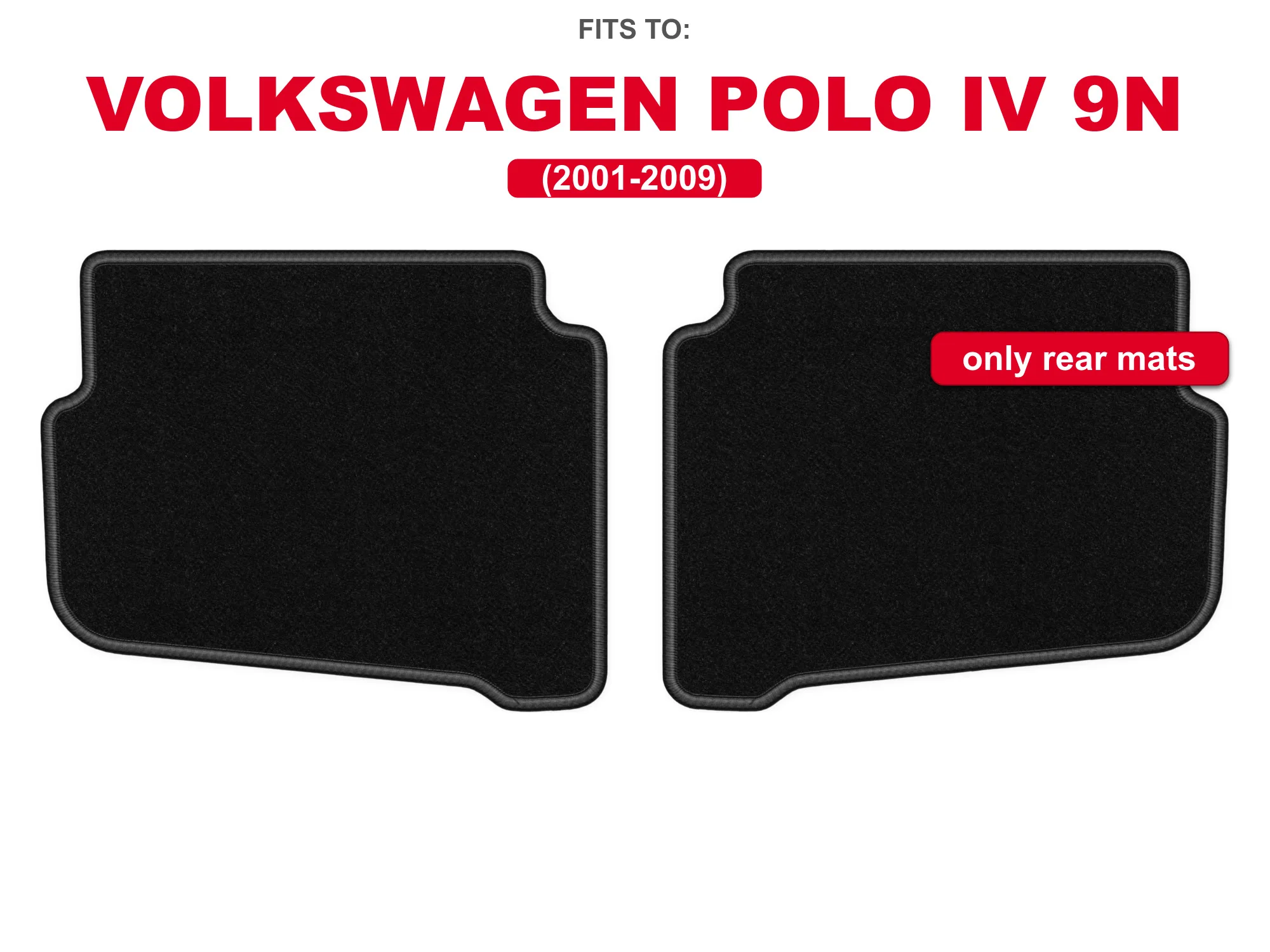 Velour tapijten achterin voor: Volkswagen Polo IV 9N 2001-2009 hatchback