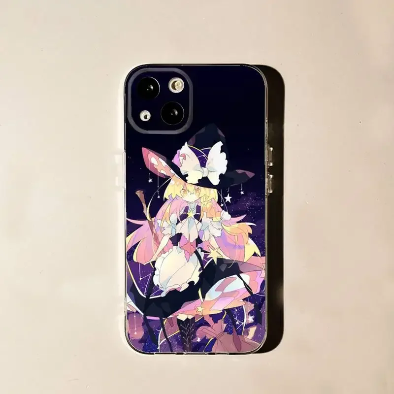 TouHou Marisa Cute Anime Phone Case For iPhone,11,12,Mini,13,14,15,Pro,XS,Max,X,8,7,6s,Plus,5,SE,XR Transparent Shell