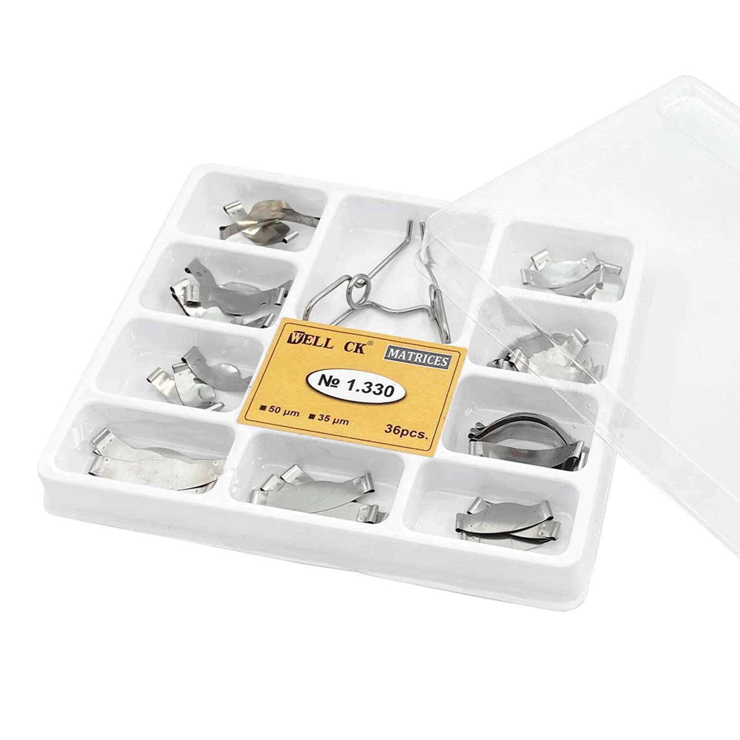 WellCK-matriz Dental con spring clip No.1.330, kit completo de Matrices de Metal contorneadas seccionales, herramientas de dentadura de repuesto