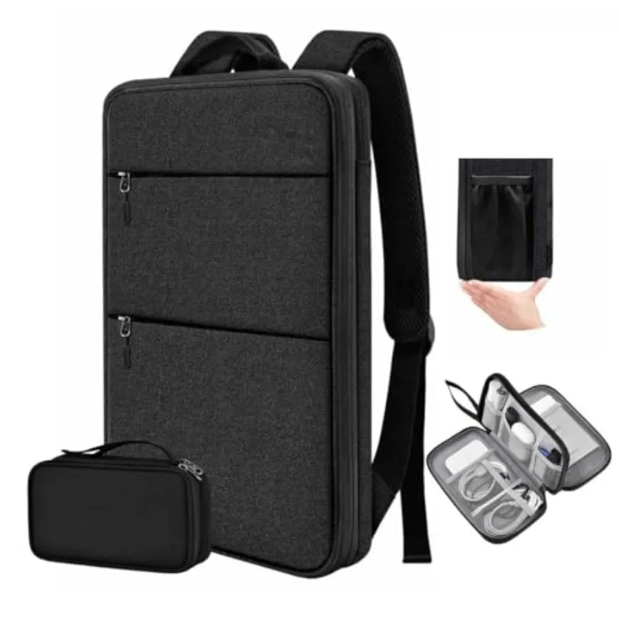 

Slim Expandable Laptop Backpack with Small Case for 15-16 inch Spill-Resistant Notebooks Bag Case for College Business for Men