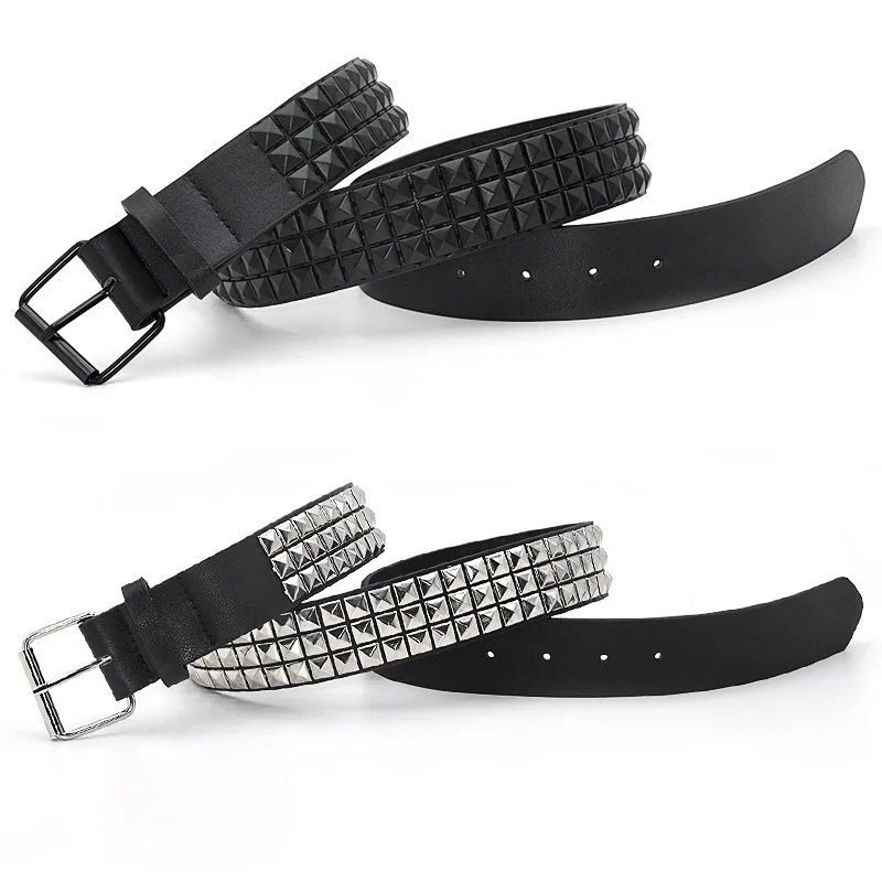 Cinturón con remaches de cuentas cuadradas de lujo para hombres y mujeres, correas de pirámide de Metal, tachonado, Punk Rock, Hardware, Jeans,