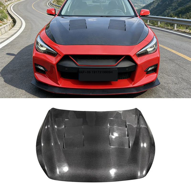 

Карбоновый капот для Q50 Q50L 2014-2022, крышка двигателя, автоаксессуары, комплект обвеса