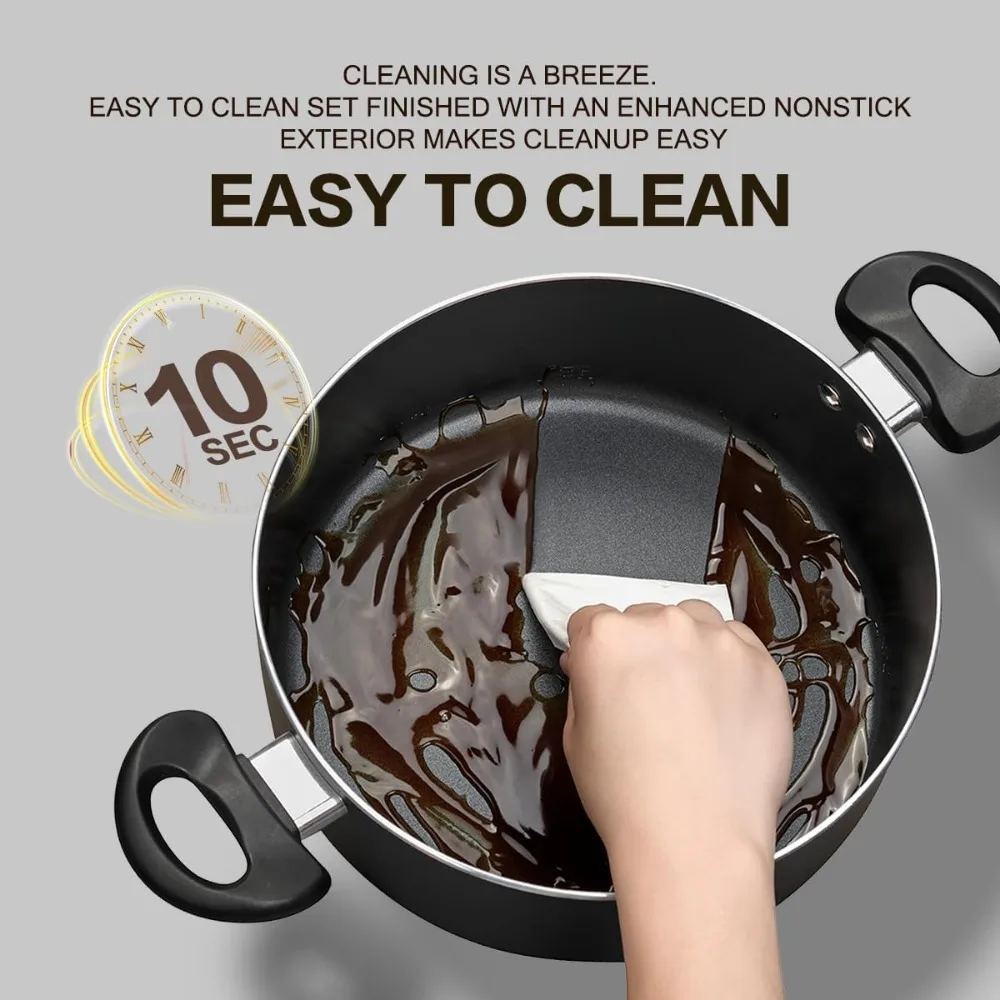 8pcs black ceramic pots and pans set, cooking pan set,cooking pot set ceramic pan set, nonstick cookware set, induction safe kit