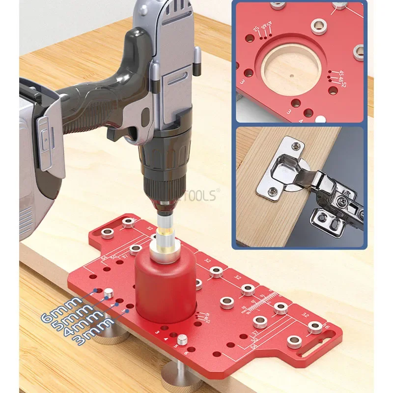 

2-in-1 Door Handle Shelf Pin Drilling Guide Jig Woodworking 35mm Hinge Drilling Locator Hinged Cabinet Door Row Hole Puncher Jig