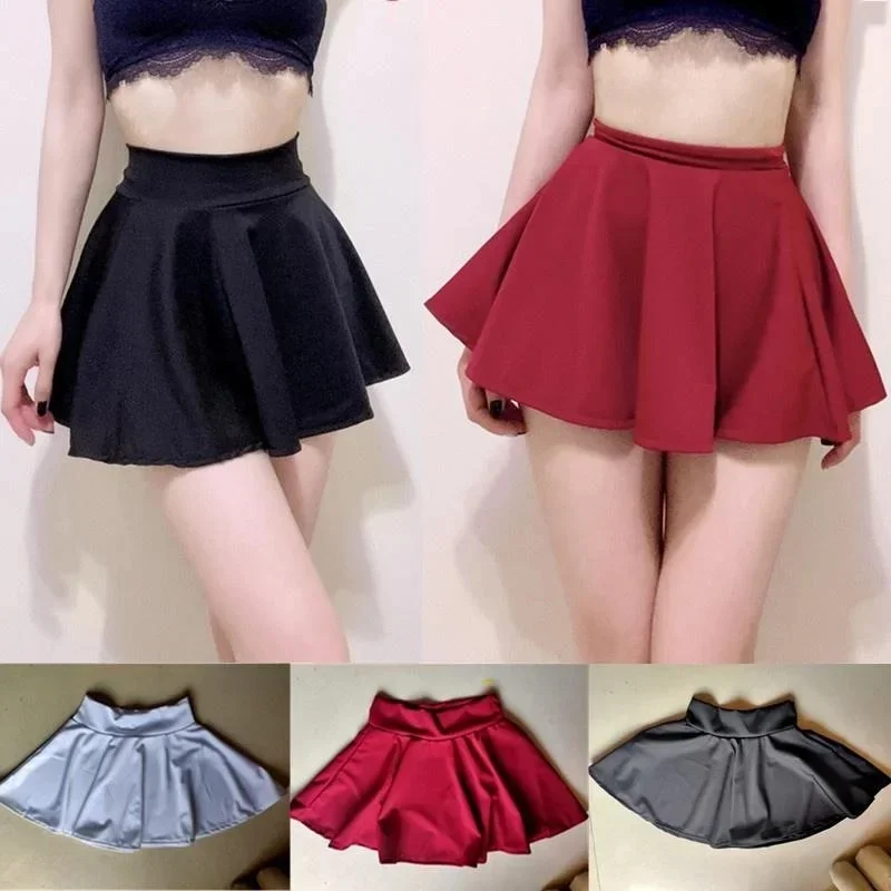 FREEAUCE High Waist A Line Pleated Mini Skirt Black White Short Skirts for Women Gothic Girls Christmas Night Club Street Wear