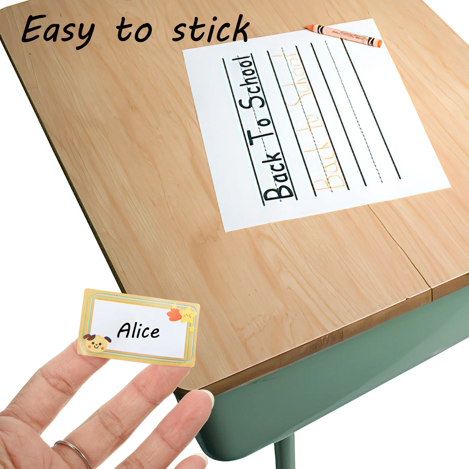 علامات أسماء فارغة ملصقات لاصقة لطلاب الفصول الدراسية للملابس 1 لفة عملية سهلة التقشير بدون غراء ملصقات ملصقات صغيرة يسار #2