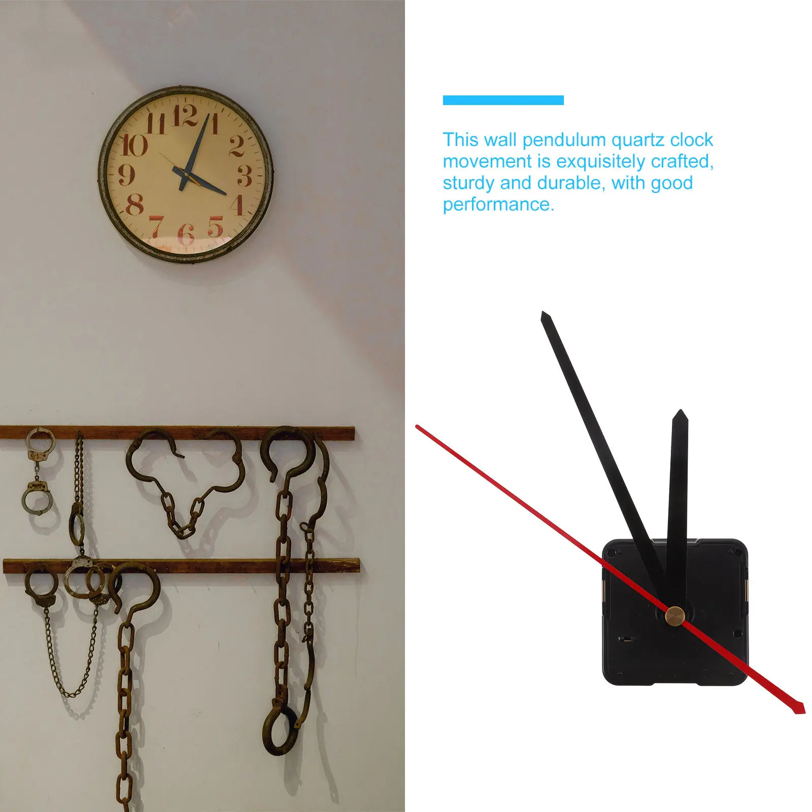 1Set Clock Works Replacement Kit Battery Operated DIY Clock Movement Motor Mechanism with Hands Pendulum Silent