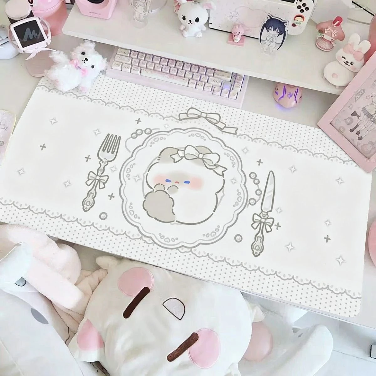 Cute Cat Love Leather Desk Pad Mouse Protector Large Small Mouse Pad Home Office Game Desk Mat PU Leather Pc Laptop Desk Mat