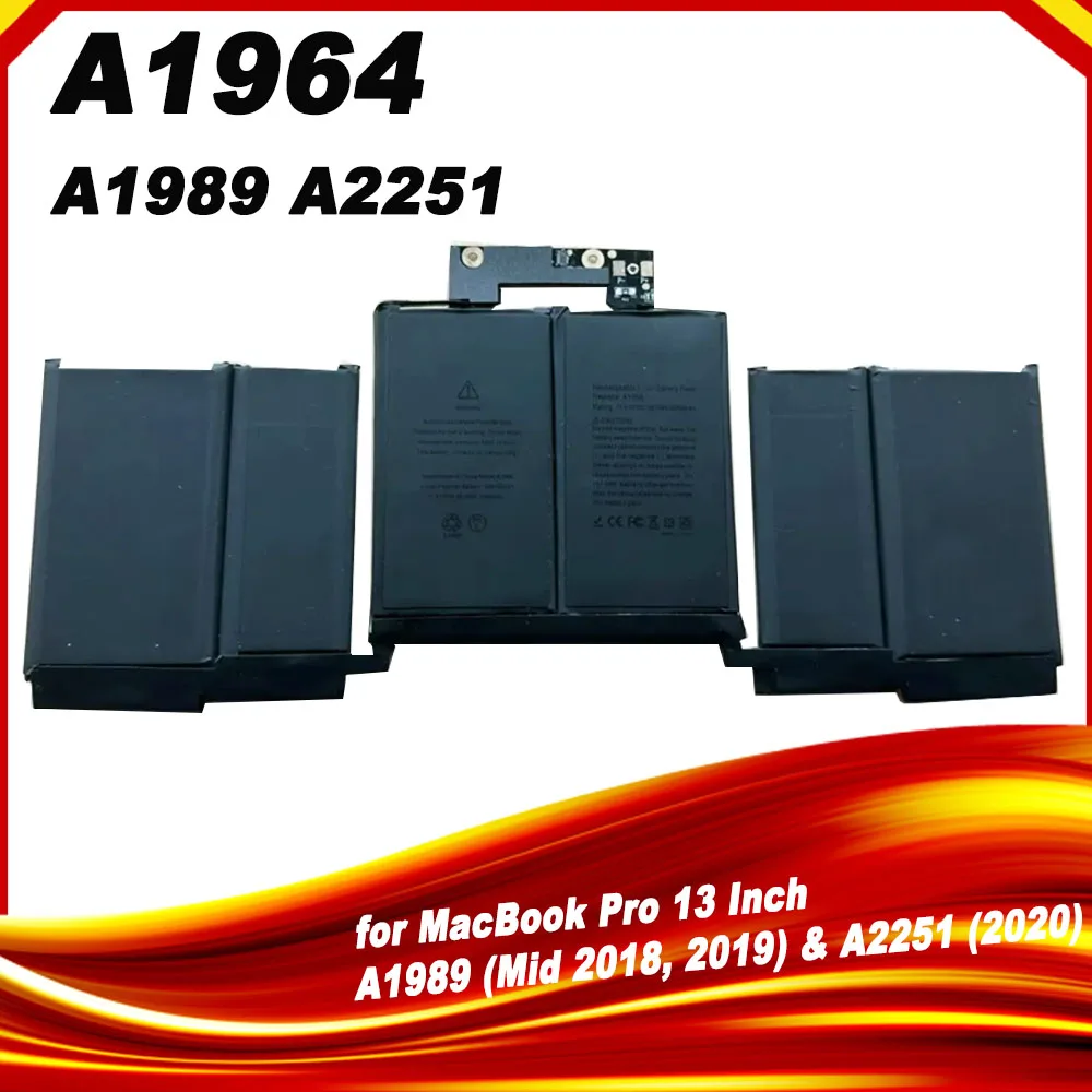 

Аккумулятор A1964 для MacBook Pro 13-дюймовый A1989 (средний 2018 2019) и A2251 (2020) EMC 3214 3358