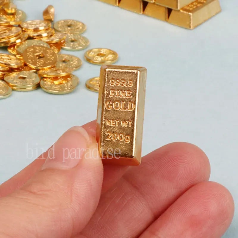 Miniature Simulação Golden Brick Bullion para Barbies, Acessórios de Dollhouse, Mini Dolls, Coreano, Wan Dinheiro, Modelo, 1:6, Ob11