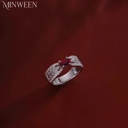 MINWEEN 5A Lab Grown Ruby Ring For Women 925 Sterling Silver 18k Gold Plated Handmade Ruby Ring