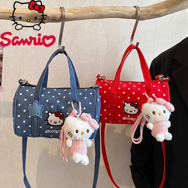 

Новая женская сумка через плечо Hello Kitty, модная высококачественная женская цилиндрическая сумка, универсальная сумка для хранения телефона с мультяшным принтом