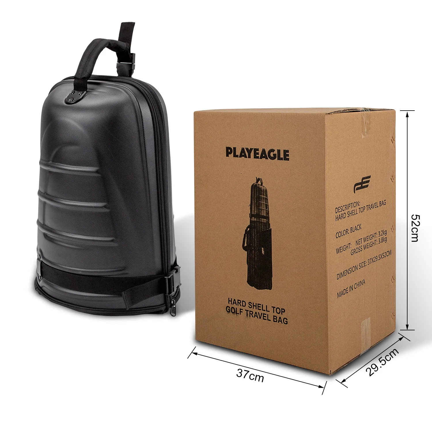 PlayEagle Hard Shell Golf Travel Bag with Wheels Airline Approved for Men Women