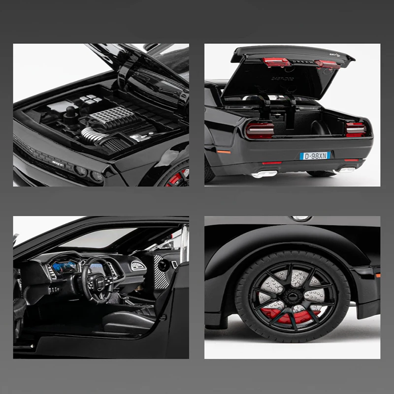 1:24 Hellcat Widebody Muscle Car Toy Boy Fast Furious Pull Back Door Open Sound Diecast Alloy Sport Auto Metal Gift Collection