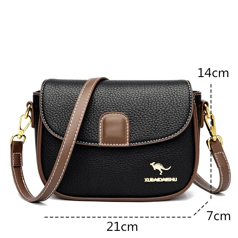 Genuine Leather Simple Style Small Shoulder Messenger Bag Women Solid Color Wide Strap Crossbody Bag Female Phone Purse Handbag