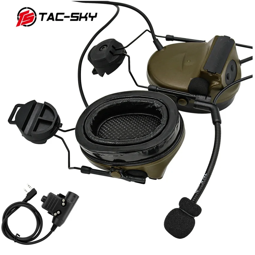 TAC-SKY Tactical C2 Headset with ARC Rail Adapter, Suitable for Hearing Protection During Outdoor Hunting and Shooting Sports