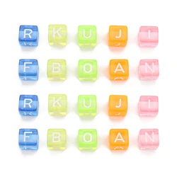 100Pcs/Lot 6-10mm Alphabet Acrylic Beads Big Hole Square Letter Spacer Loose Bead For DIY Craft Ornament Making Clothing Accesso