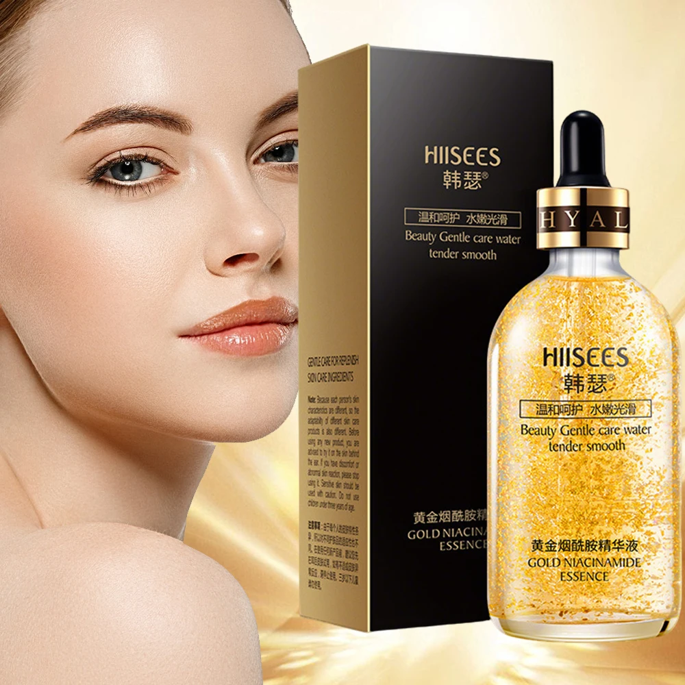 

24k Gold Nicotinamide Face Serum Moisturize Shrink Pore Brighten Skin Care Firming Anti Aging Facial LiftingHyaluronic Acid