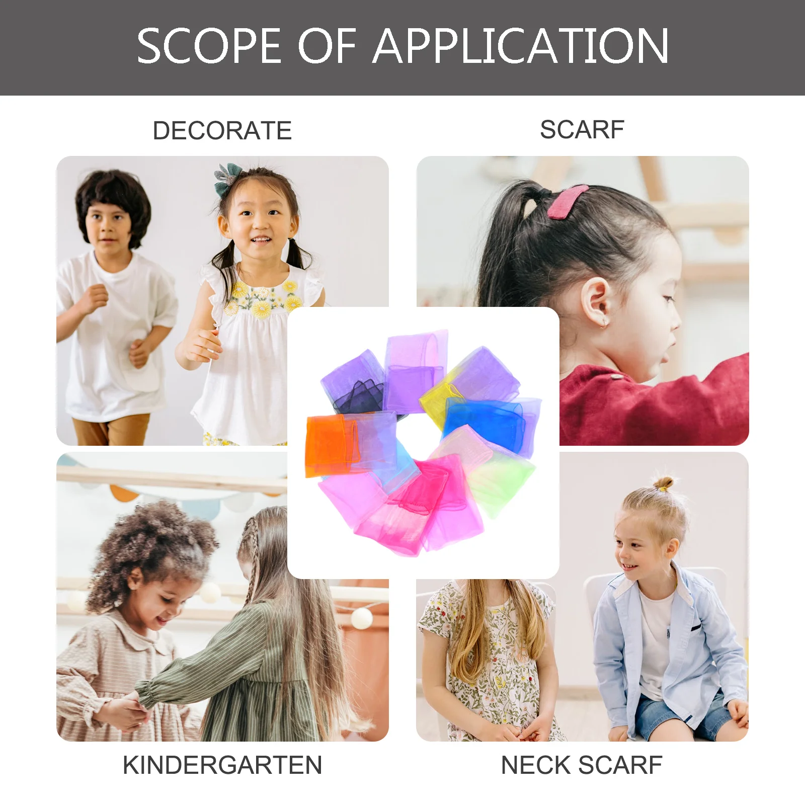 30Pcs Gradient Small Scarf for Kids Supple Velour Kindergarten Performance Accessory Lightweight Comfortable Decorative