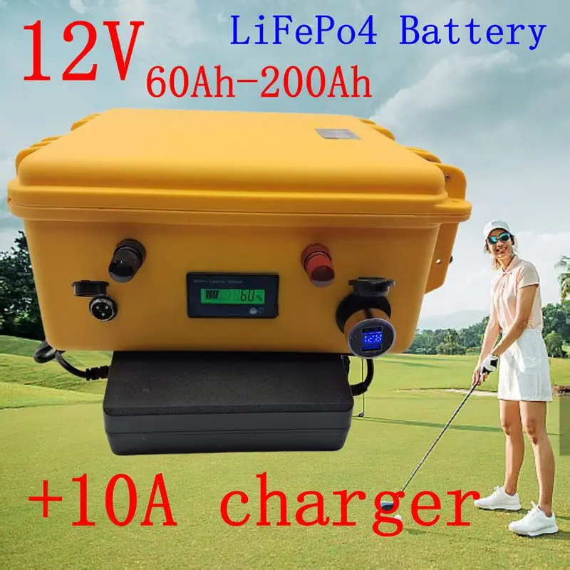 

LiFePo4 12V 60AH/80AH/100AH/120AH/150AH/180/200AH Lithium Battery for fish boat vehicle power supply +10A charger
