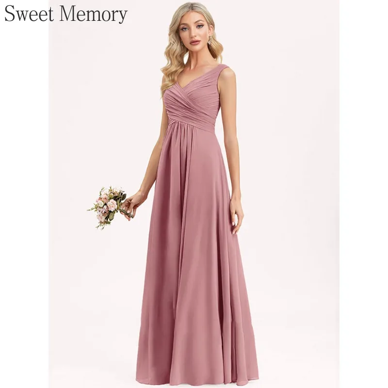 Customized Elegant V-Neck Chiffon Evening Dress 2025 Bridesmaid Dresses Prom Cocktail Long Party Dresses for Women Sweet Memory